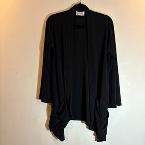 JOSEPH RIBKOFF Sz L Slinky Open Front Slouchy Pockets Lagenlook  Cardigan